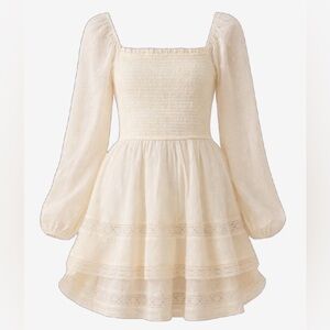 Altar’d state Elegant Cream Long Sleeve Dress